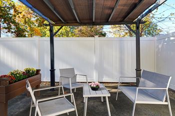 Outdoor patio with chairs